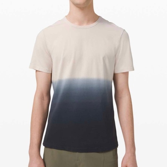Lululemon 5 Year Basic Tee Blue Spray Ombre Vapor Graphite Grey Mens Tee Shirt - Picture 1 of 9